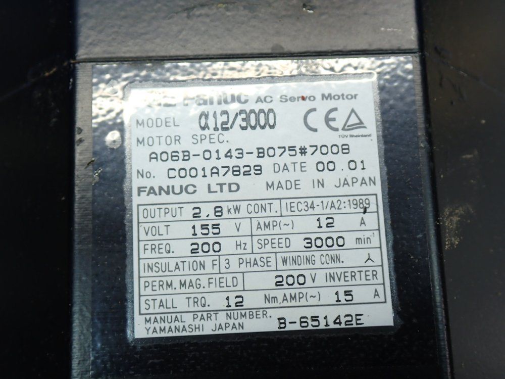 Fanuc 3000rpm Ac Servo Motor - A06b-0143-b075#7008