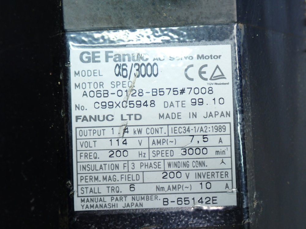 Fanuc 3000rpm Ac Servo Motor - A06b-0128-b575#7008