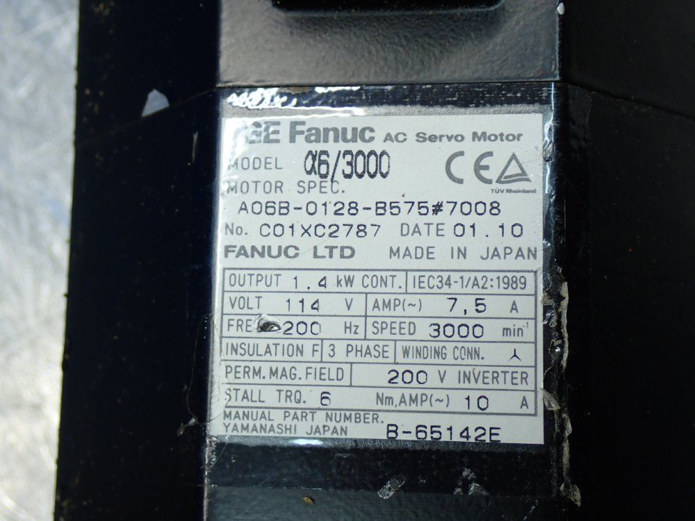 Fanuc 3000rpm Ac Servo Motor Unit - A06b-0128-b575#7008