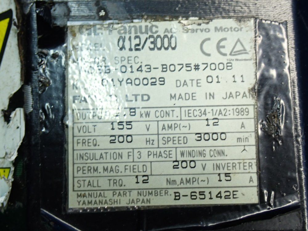 Fanuc 3000rpm Ac Servo Motor - A06b-0143-b075#7008