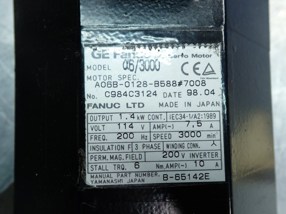 Fanuc 3000rpm Ac Servo Motor - A06b-0128-b588#7008