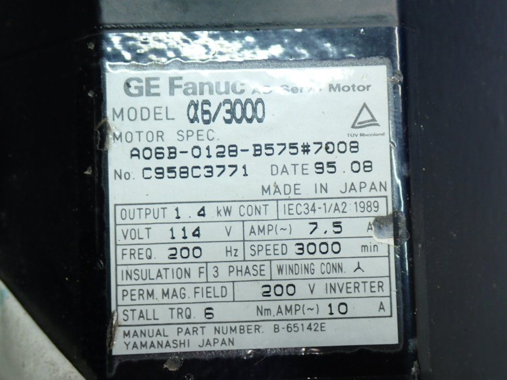 Fanuc 3000rpm Ac Servo Motor Unit - A06b-0128-b575#7008