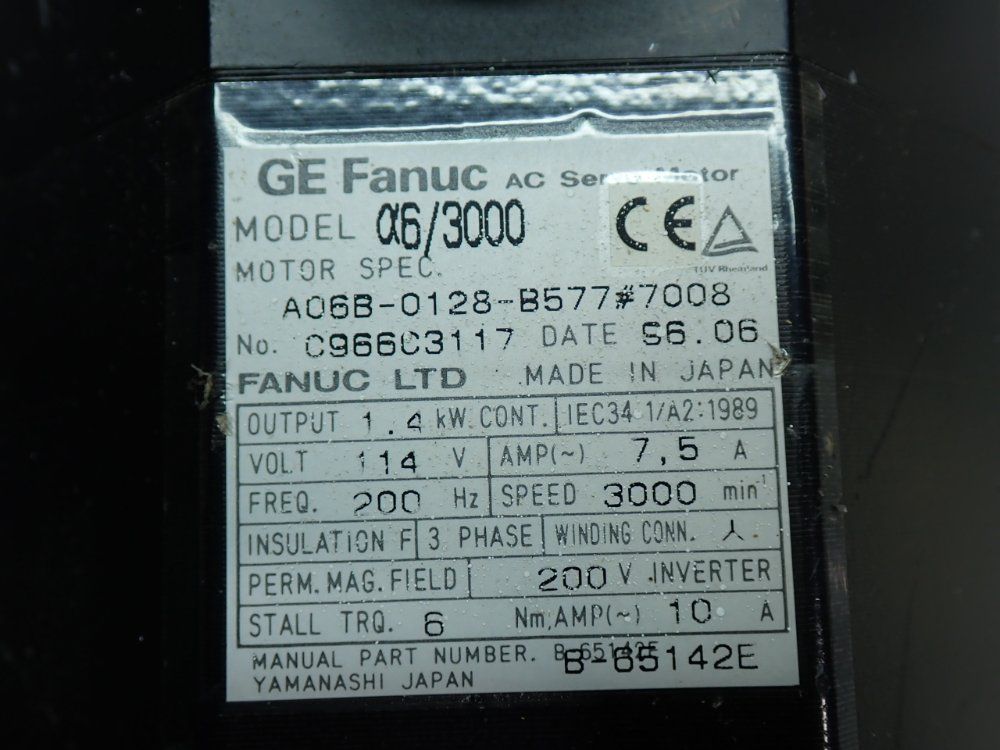 Fanuc 3000rpm Ac Servo Motor Unit - A06b-0128-b577#7008