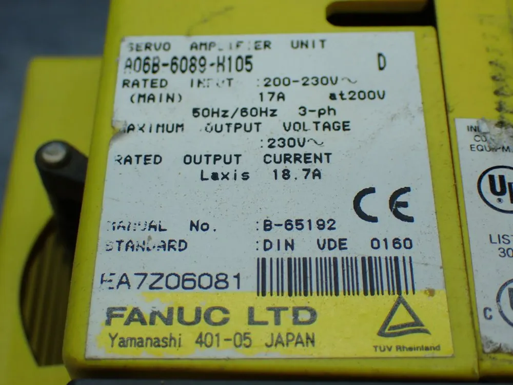 Fanuc Servo Amplifier Unit - A06b-6089-h105