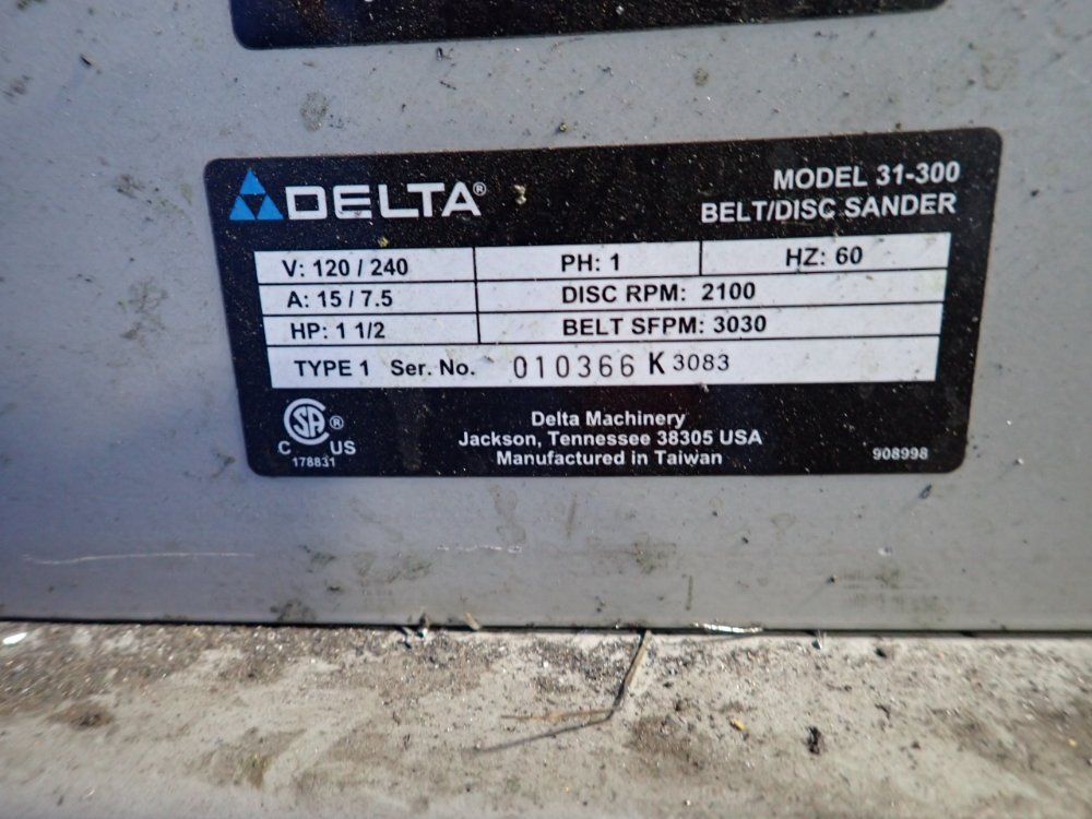 Delta Industrial 12" Diameter Belt Sander And Grinder - 31-300