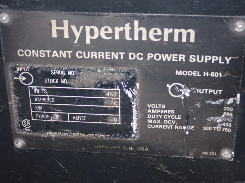 Hypertherm 600 Amp Plasma Cutter Power Supply - H-601
