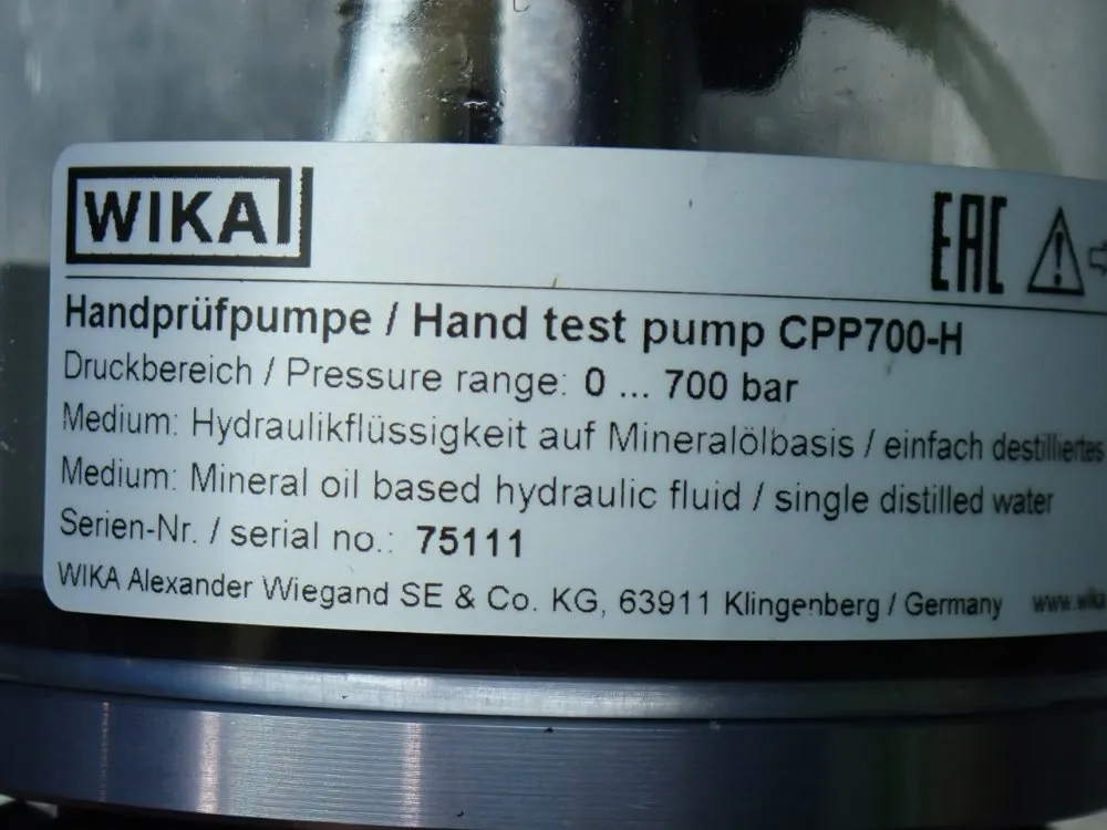 Wikia Hydraulic Hand Test Pump Kit W/case - Cpp700-h