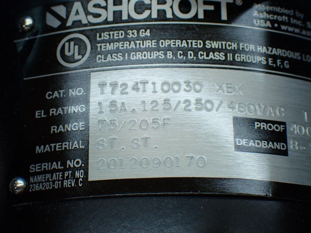 Ashcroft Explosion Proof Temperature Switch - T724t10030 Xbx