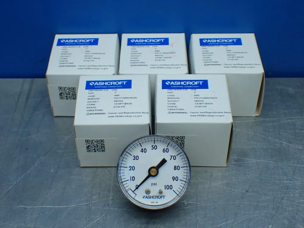 Ashcroft 0-100psi 1/8npt 5 Pressure Gauges 0-100psi - 20w1005ph 100#