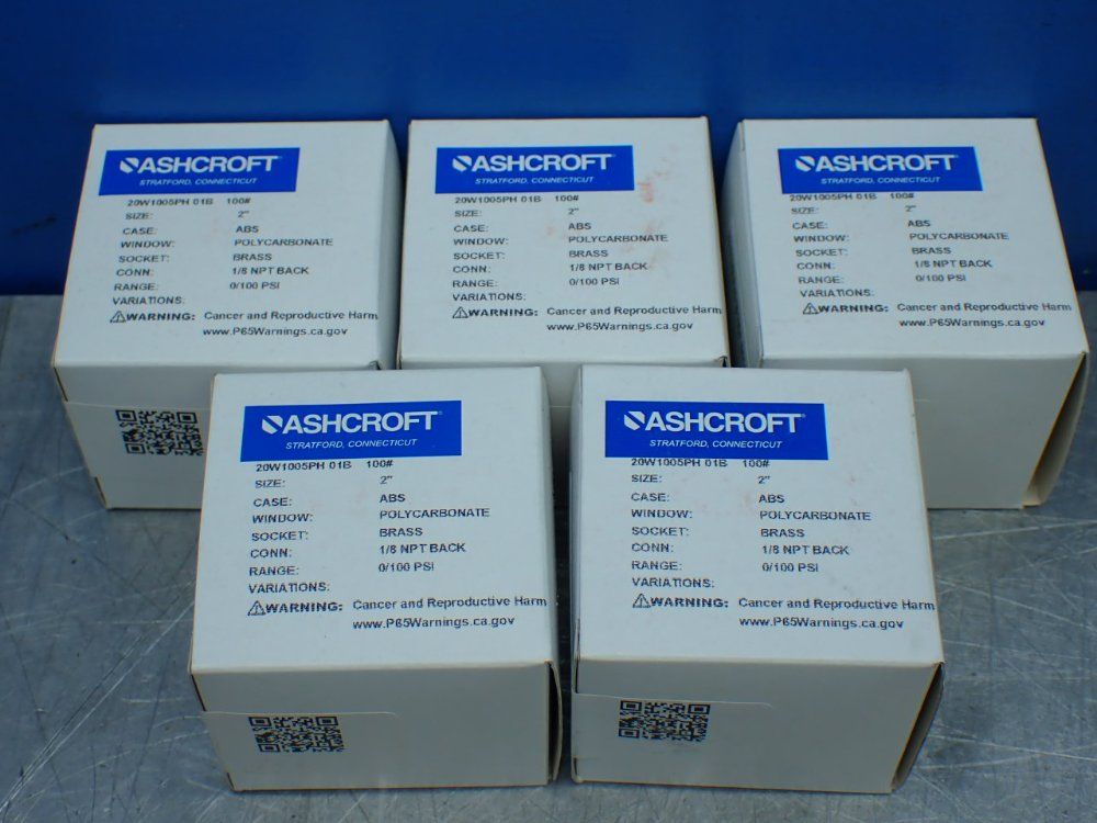 Ashcroft 0-100psi 1/8npt 5 Pressure Gauges 0-100psi - 20w1005ph 100#