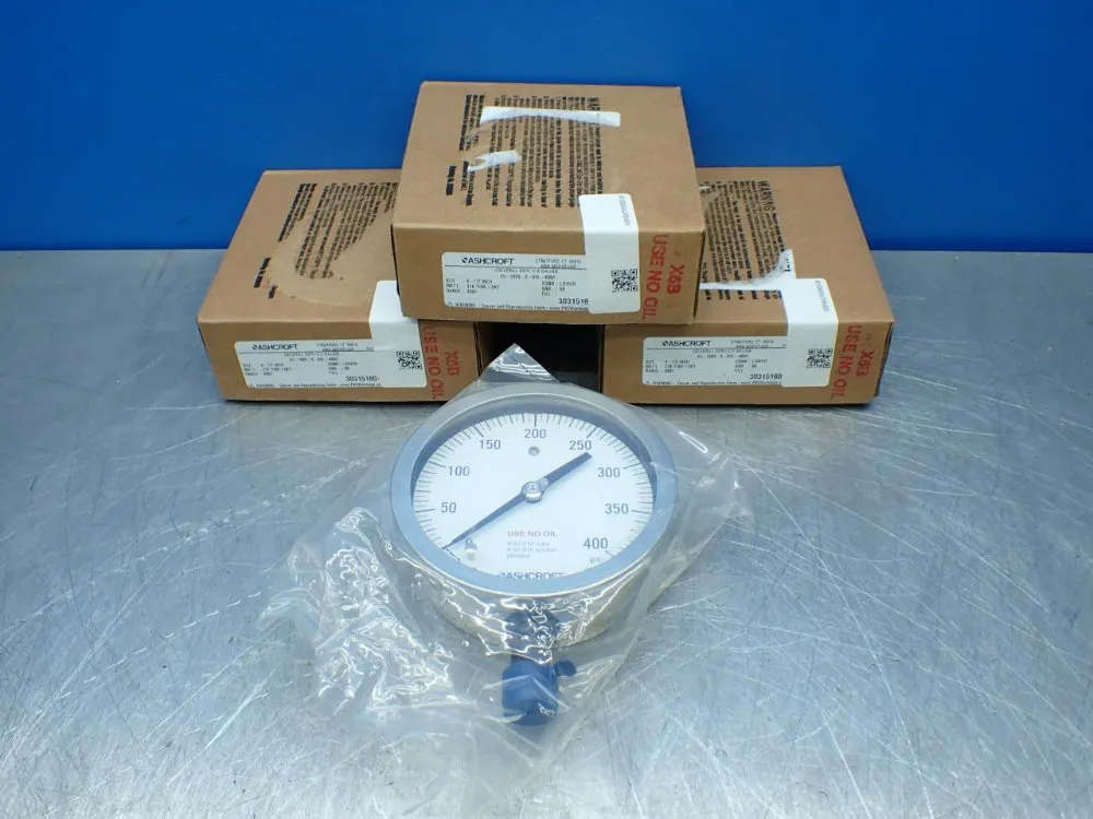Ashcroft 4-1/2" 400# Range 3 Pressure Gauges - 45-1009-s-04l-400#