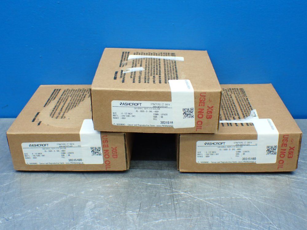 Ashcroft 4-1/2" 400# Range 3 Pressure Gauges - 45-1009-s-04l-400#