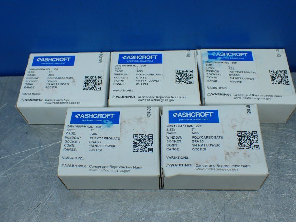 Ashcroft 2" 1/4npt 0-30psi 5 Pressure Gauges - 20w1005ph 02l 30#