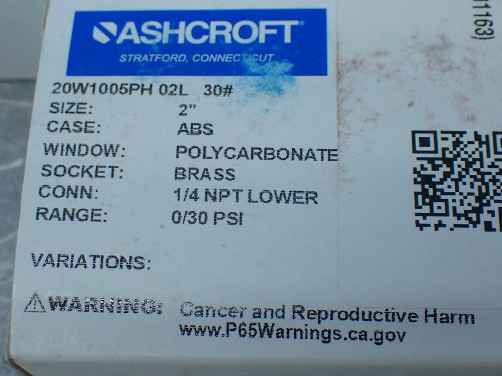 Ashcroft 2" 1/4npt 0-30psi 5 Pressure Gauges - 20w1005ph 02l 30#