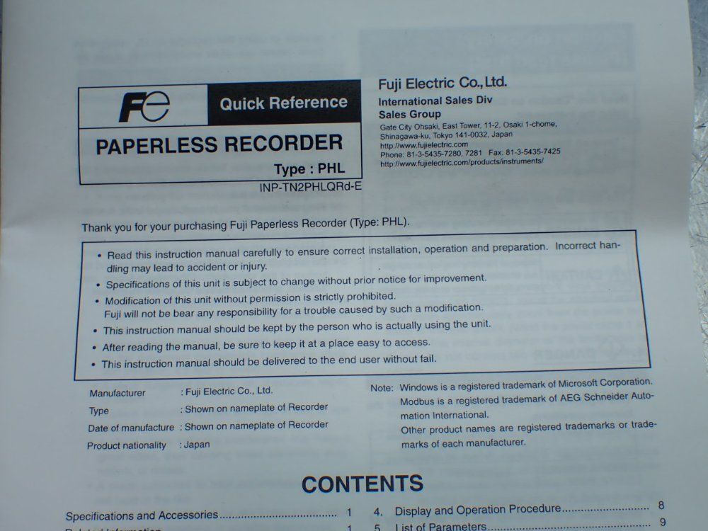 Fuji Electric 18-channel Videographic Recorder - Phl21b12-e10ev