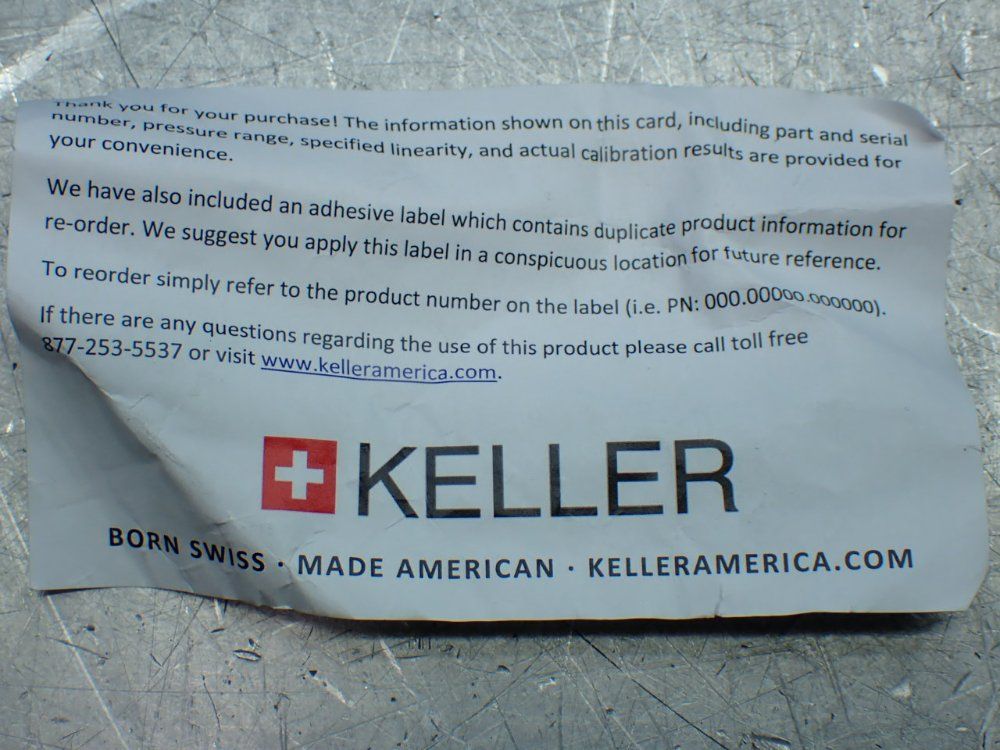 Keller Pressure Transducer - 0208.00502.021311.02