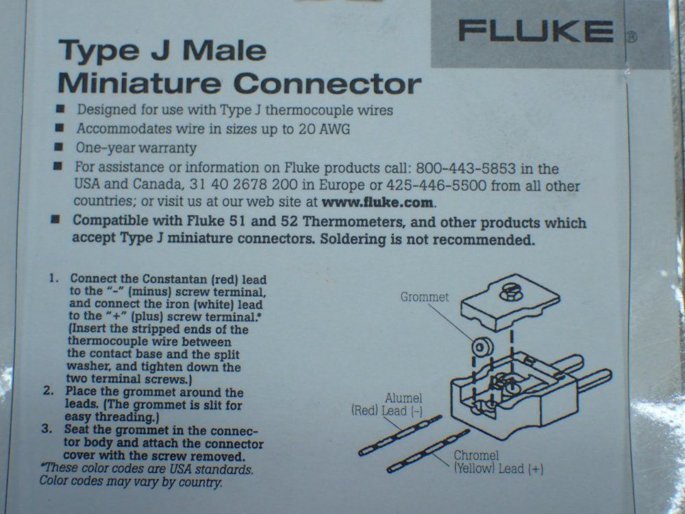 Fluke 4 Type J Male Miniature Connectors - 80cj-m