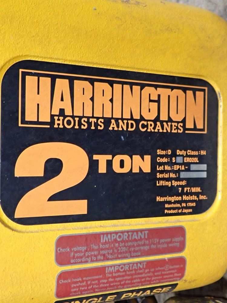 Harrington 2 Ton Electric Chain Hoist - Ep1a-00sy3915