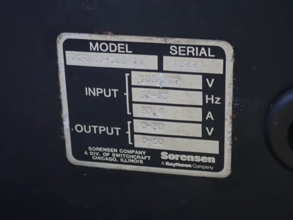 Sorensen Power Supply - Dcr 20-50b