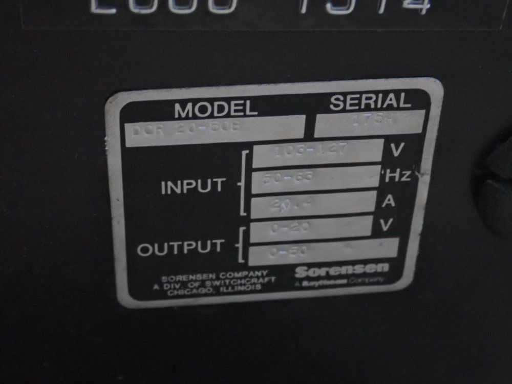 Sorensen Power Supply - Dcr 20-50b
