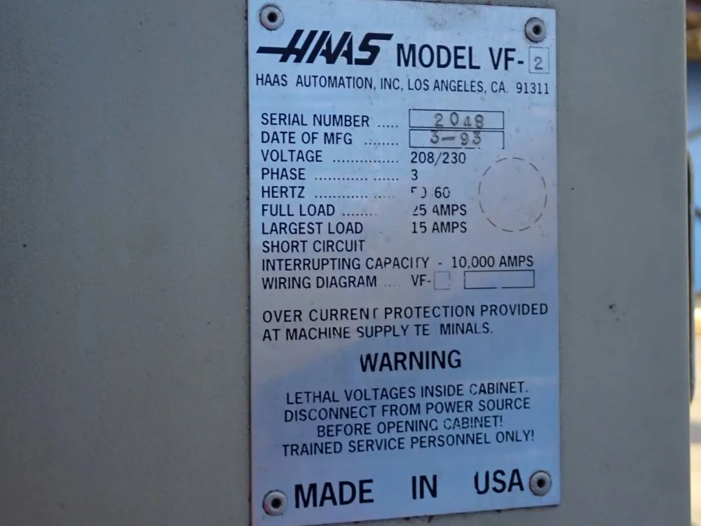 Haas 12" X 24" Cnc Vmc - Vf-2