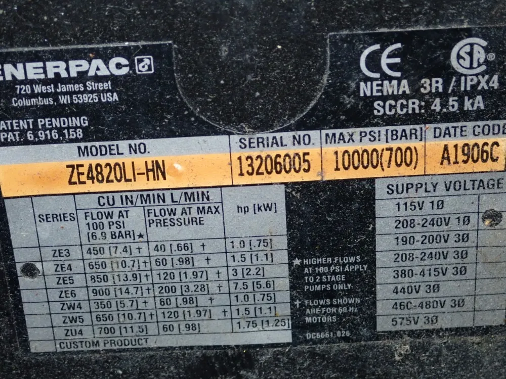 Enerpac 100 Ton H Frame Hydraulic Press - Iph100d113-2