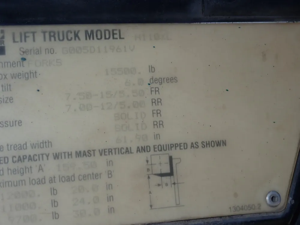 Hyster 12000 Lbs Diesel Forklift - H110xl