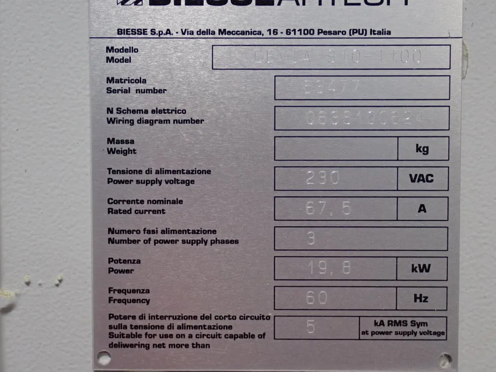 Biesseartech 40: X 43" X 2" Belt Sander - Levia 310-1100