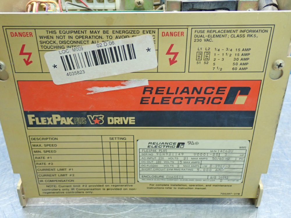 Reliance Electric Flexpak Plus Vs-drive Unit - 14c62u