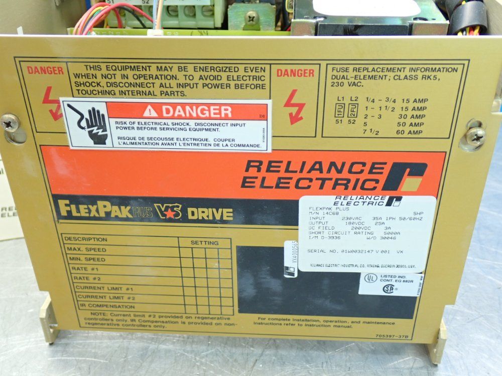 Reliance Electric Flexpak Plus Vs-drive Unit W/ Instruction Manual D-3936-4 - 14c68