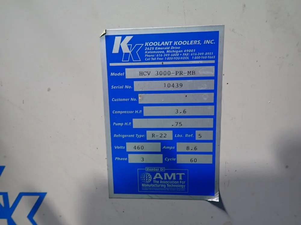 Koolant Koolers, Inc. Chiller - Hcv 3000-pr-mb