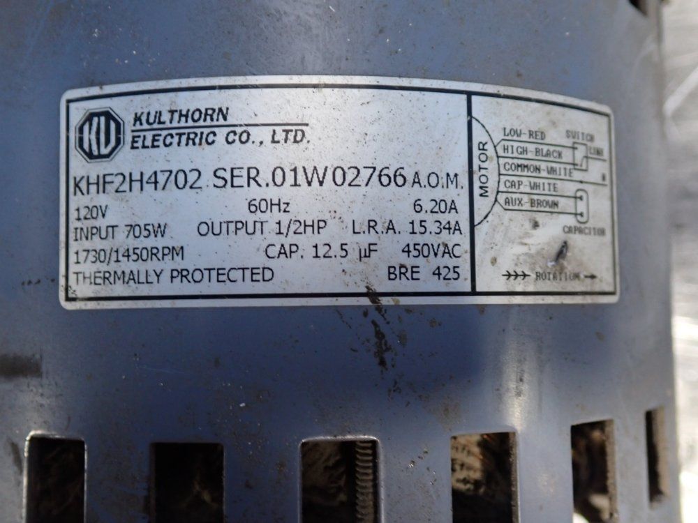 Kulthorn Electric Co 1/2 Hp Single Phase Motor - Khf2h4702