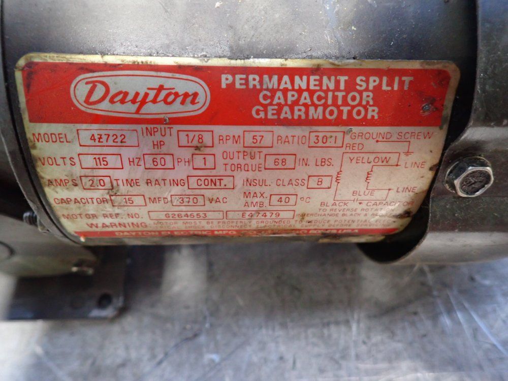 Dayton 1/8 Hp Permanent Split Capacitor Gearmotor - 4z722