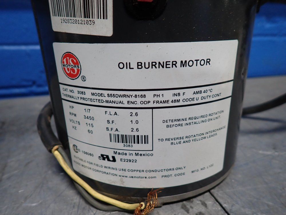 Us Motors 1/7 Hp Oil Burner Motor - S55dwrny-8168