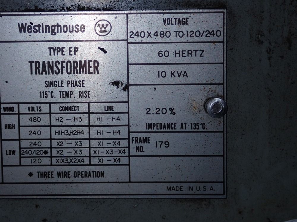 Westinghouse 10 Kva Transformer - T-6e199