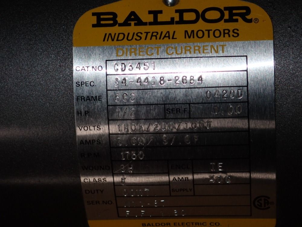 Baldor 1/2 Hp Dc Motor - Cd3451