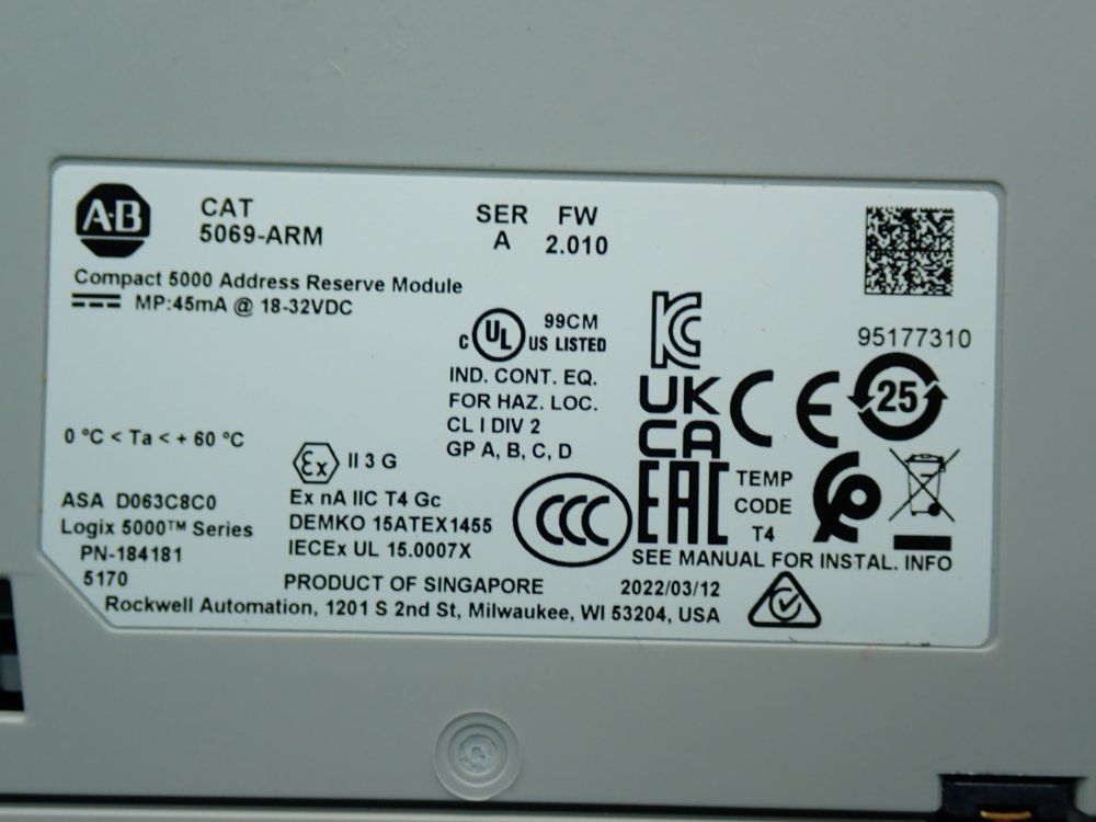 Allen Bradley Compact I/o Address Reserve Module - 5069-arm