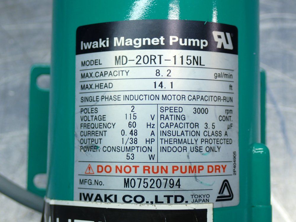 Iwaki Magnet Pump Wmd/md-series Mag-drive Centrifugal Pump - Md-20rt-115nl