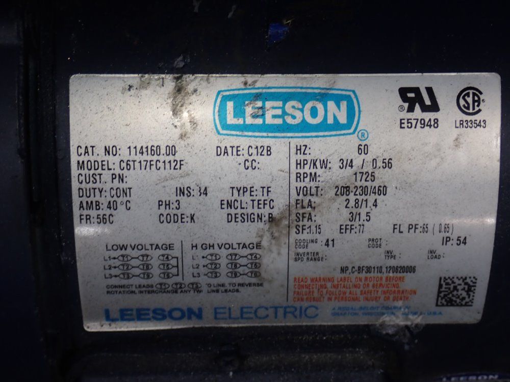 Leeson 3/4 Hp Motor - C6t17fc112f