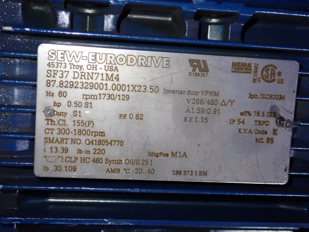 Sew Eurodrive 0.50 Hp Gear Drive - Sf37 Drn71m4