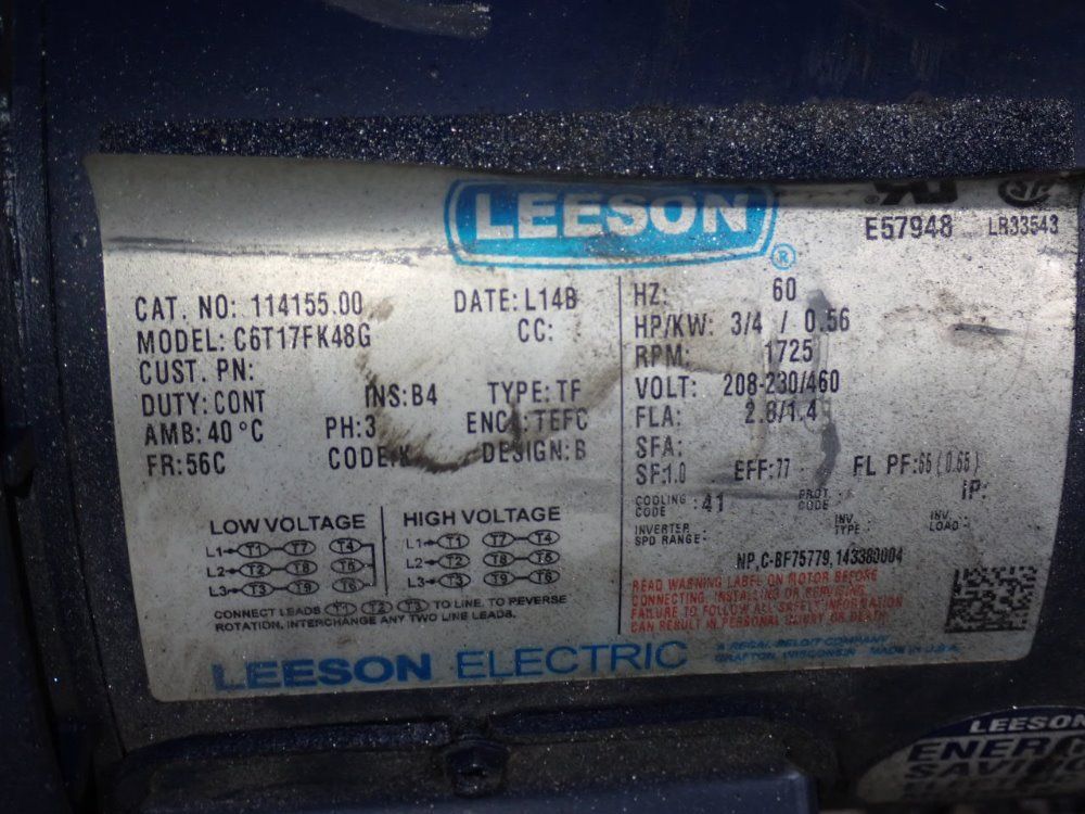 Leeson 3/4 Hp Motor - C6t17fk48g
