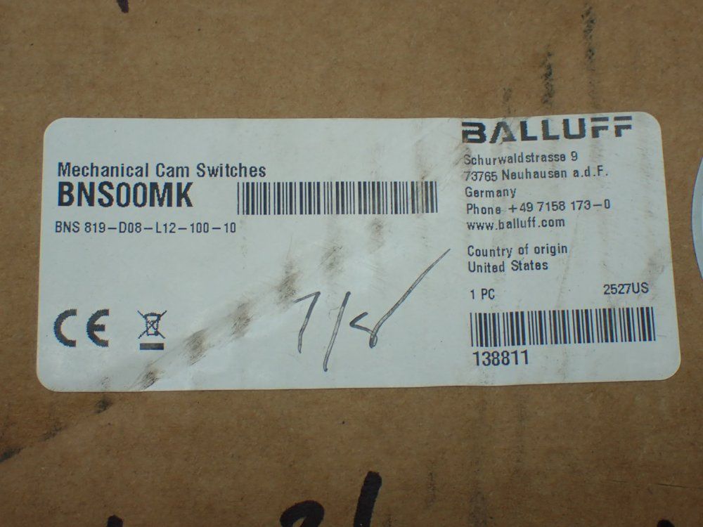 Balluff Mechanical Cam Switch - Bns00mk