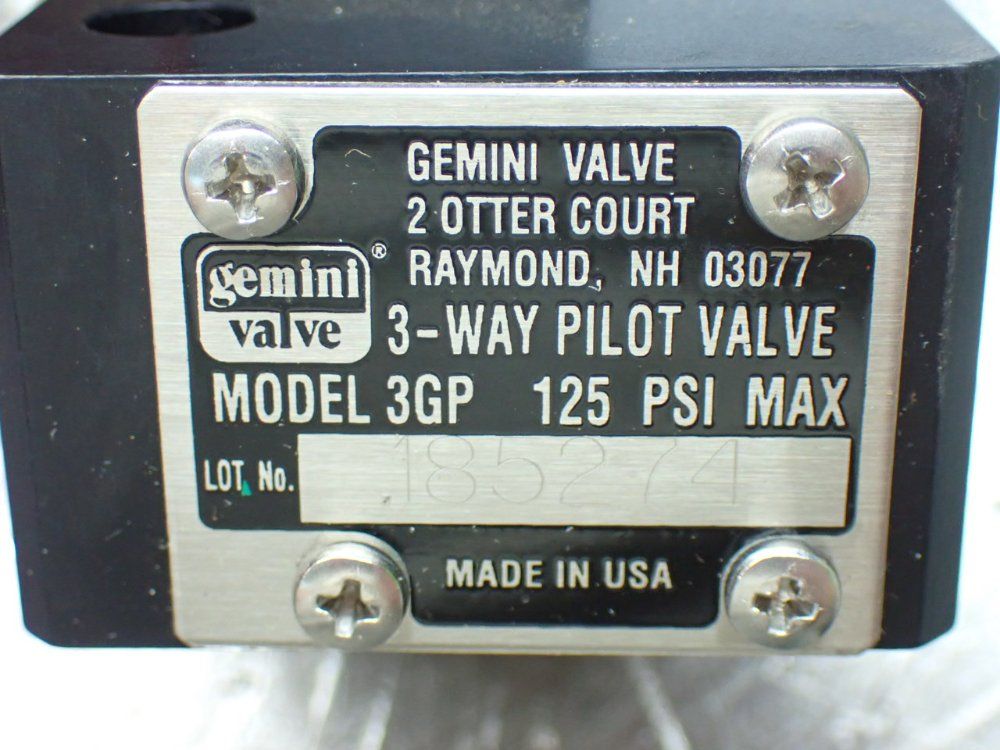 Gemini Valve 3-way Pneumatic Pilot Valve - 3gp-mr03d-24vdc-ds