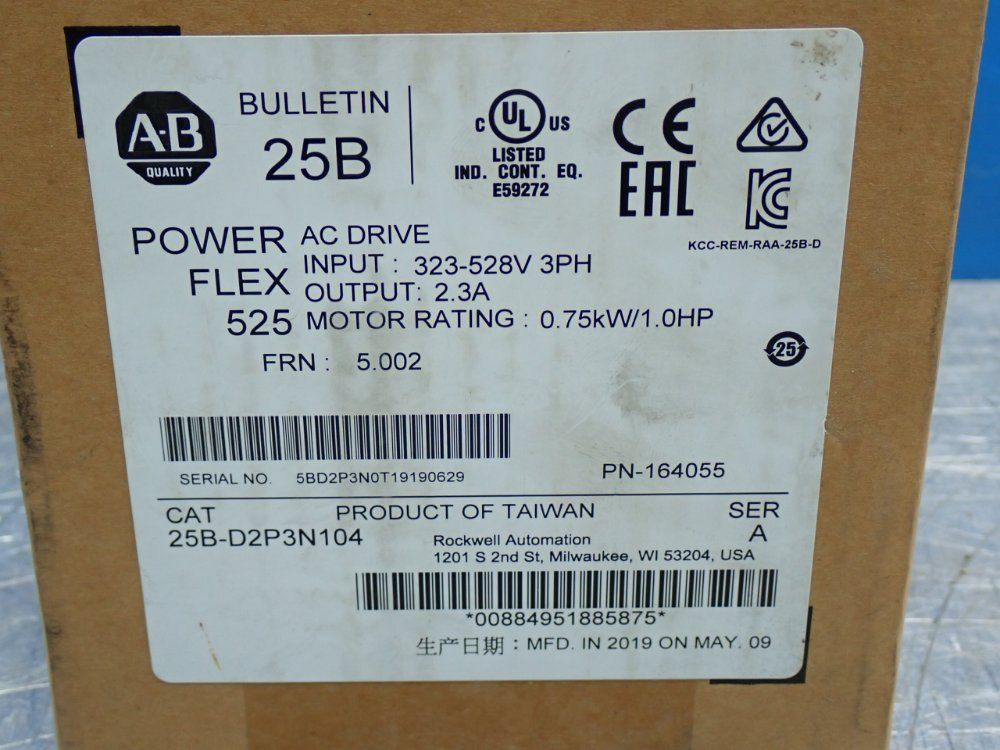 Allen Bradley Powerflex 525 Adjustable Frequency Ac Drive - 25b-d2p3n104