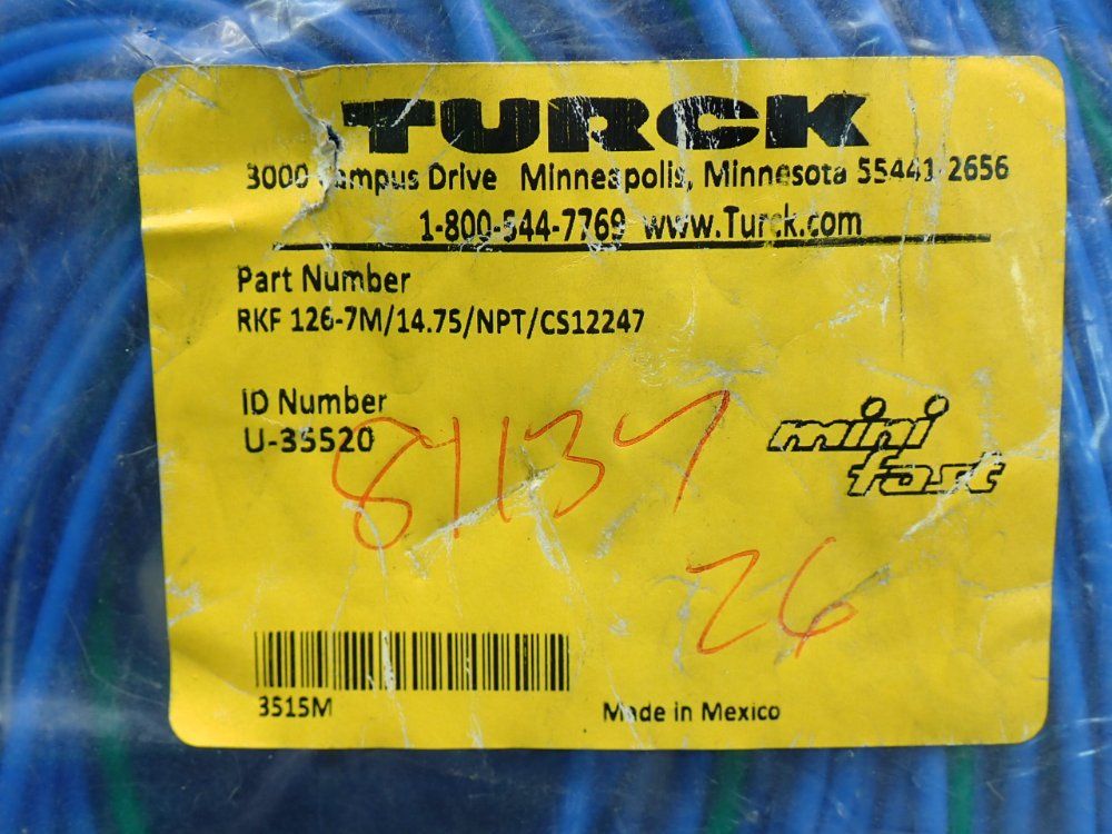 Turck Plug Receptacle Connector - Rkf126-7m/14.75/npt/cs12247