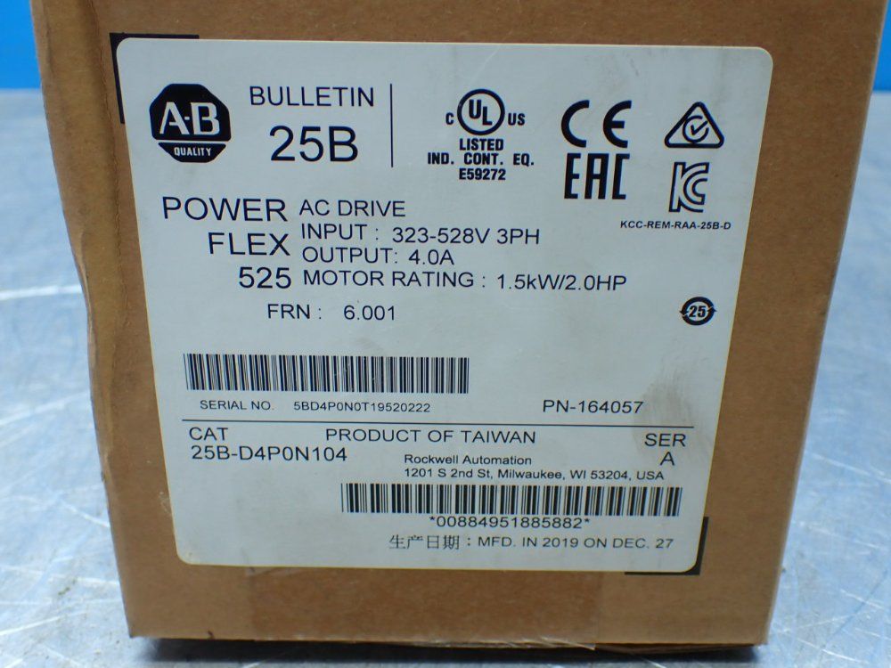 Allen-bradley 2hp Powerflex 525 Servo Drive, Factory Sealed - 25b-d4p0n104