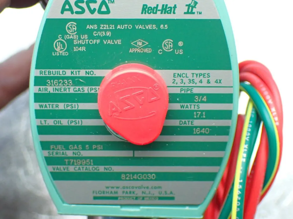 Asco 3/4" Pipe Redhat Solenoid Valve - 8214g030