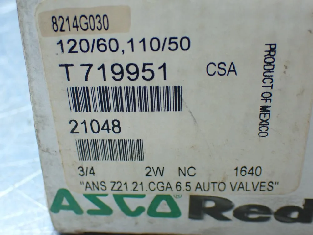 Asco 3/4" Pipe Redhat Solenoid Valve - 8214g030