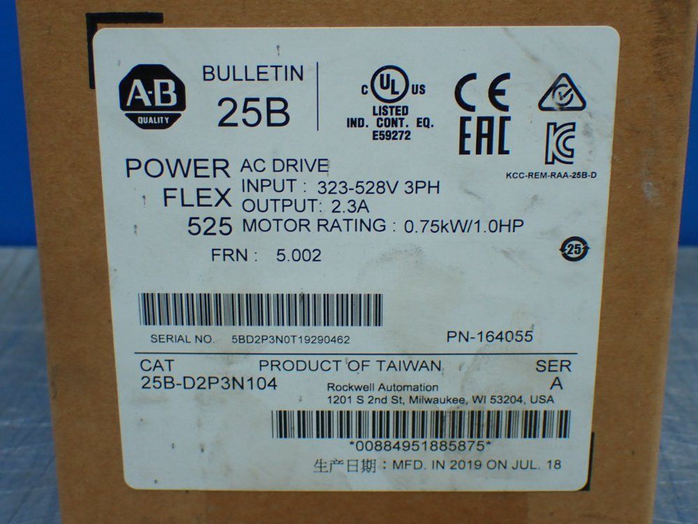 Allen-bradley 1hp Powerflex 525 Ac Servo Drive - 25b-d2p3n104 | HGR*24