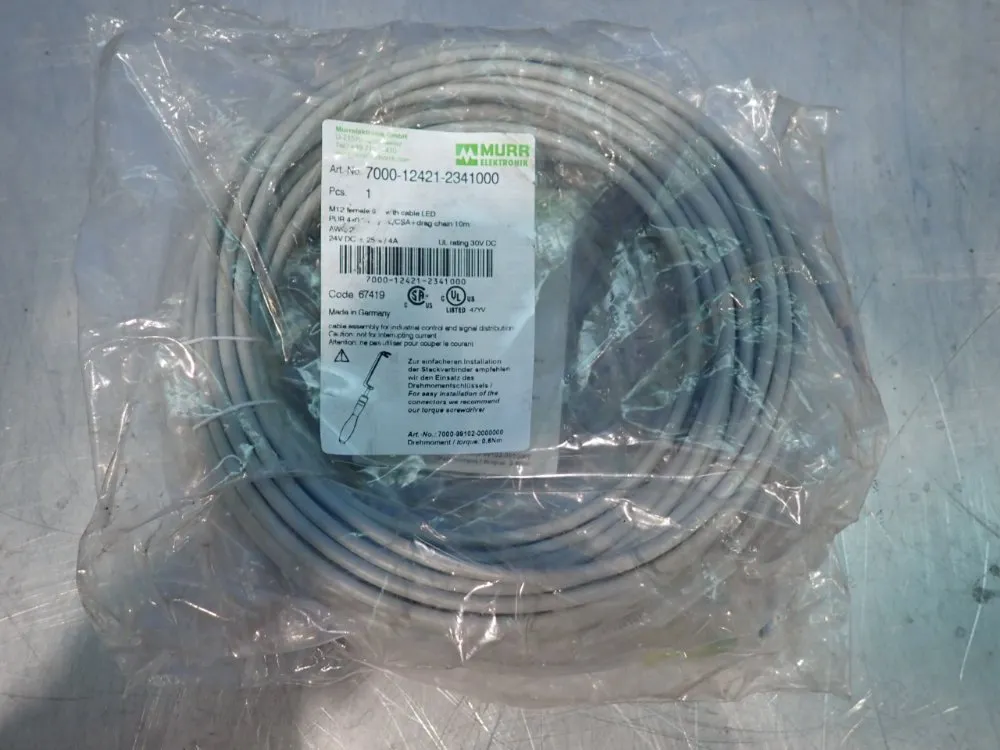 Murr Elektronik 10 M M12 Female Connector Cable Assemblies - 7000-12421-2341000